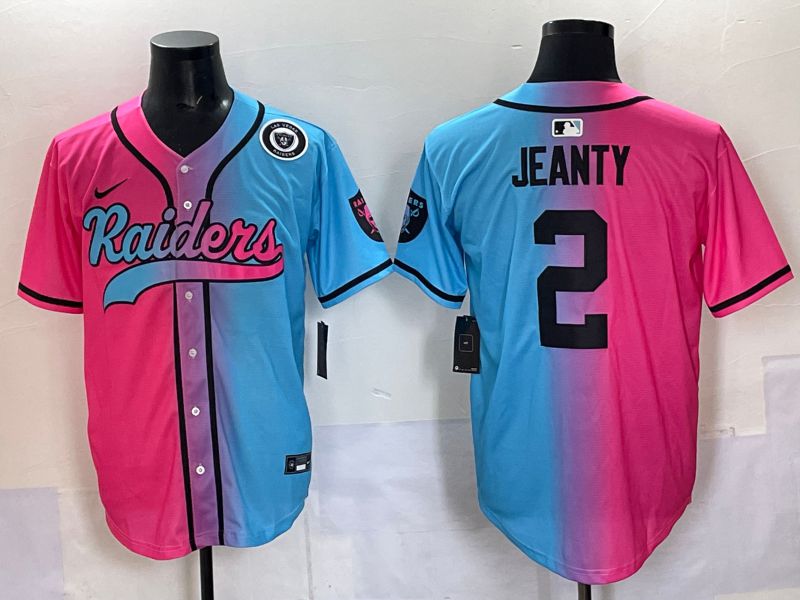 Men 2025 Oakland Raiders #2 Jeanty Blue pink Nike Limited NFL Jersey 006